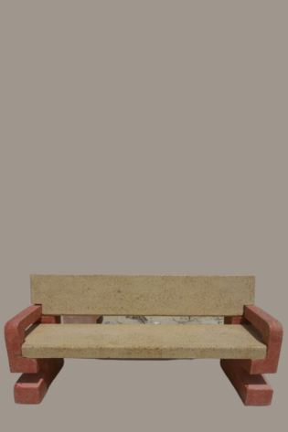 Concrete chair with backrest and armrests 200 x 50 x 86