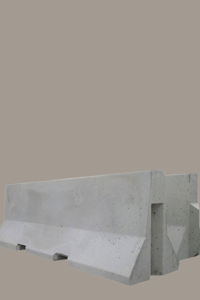 Gray Concrete jersey barrier size 2.5 X 2.5